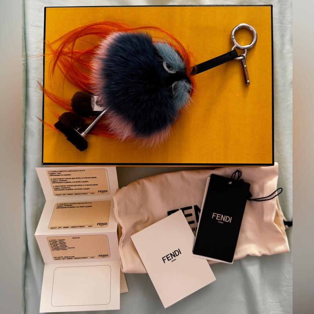 Fendi BB Mom Charm Bag Monster Wonders Blue Orange Keychain